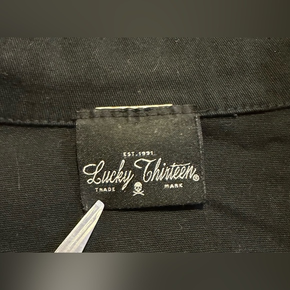 Lucky 13 bow studded zipper motorcycle rocker punk biker jacket 90s M - Picture 4 of 5